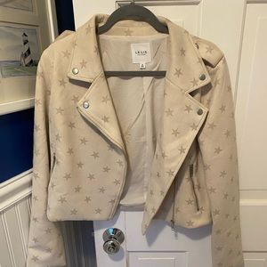 Beige star suede leather jacket
